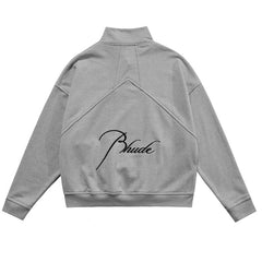 RHUDE embroidered slogan logo sweatshirts