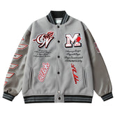 OFF WHITE Embroidered rhinestone filled down cotton jacket baseball uniform