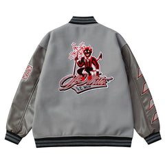 OFF WHITE Embroidered rhinestone filled down cotton jacket baseball uniform