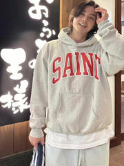 Saint Michael Logo-Print Cotton-Blend Jersey Hoodie