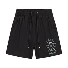 AMIRI Pool Cue Straight-Leg Mid-Length Logo-Print Swim Shorts