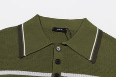 AMIRI Striped Pointelle-Knit Polo Shirt