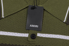 AMIRI Striped Pointelle-Knit Polo Shirt