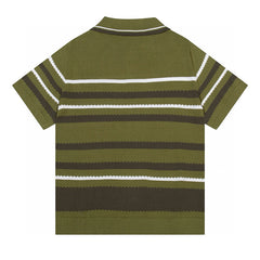 AMIRI Striped Pointelle-Knit Polo Shirt