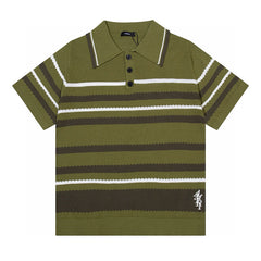 AMIRI Striped Pointelle-Knit Polo Shirt