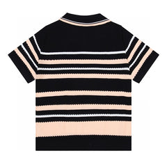 AMIRI Striped Pointelle-Knit Polo Shirt