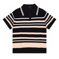 AMIRI Striped Pointelle-Knit Polo Shirt
