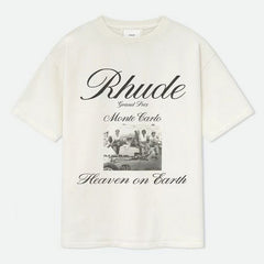 RHUDE Men's Natural Off- 'Heaven On Earth' T-Shirt