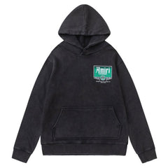 AMIRl Lounge Crystal Embellished Cotton Graphic Hoodie