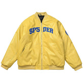 Sp5der Leather Logo Bomber Jacket