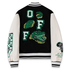 OFF WHITE Croco Lea Wool Varsity Jacket