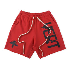 Vertabrae Letter Print Casual Five-Point Shorts