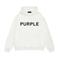 PURPLE Logo Pattern Printed Hoodie