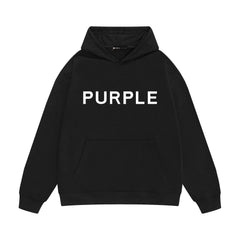 PURPLE Logo Pattern Printed Hoodie