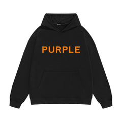 PURPLE Logo Pattern Printed Hoodie