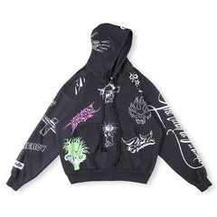 Hellstar Graffiti Zip Up Hoodie