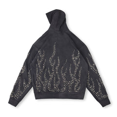 Hellstar Studded Flame Zip-Up Hoodie