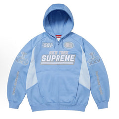 Supreme logo-patch zip-fastening hoodie