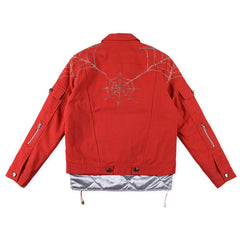 Sp5der Web Denim Cropped Trucker Jacket
