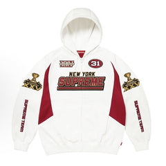 Supreme logo-patch zip-fastening hoodie