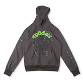 Sp5der Green Foam Printing High Weight Hoodie-Grey #8209