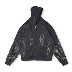 Hellstar Studded Flame Zip-Up Hoodie