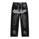 VALLEY Embroidered Rhinestone Jeans #8253