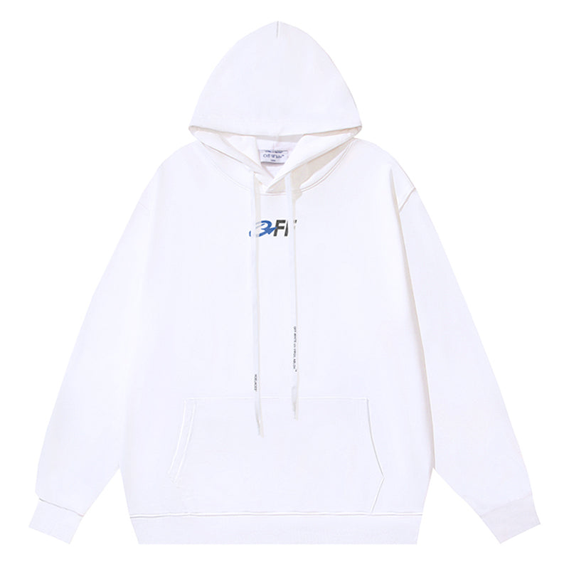 Off White Logo Embroidered Drawstring Hoodie