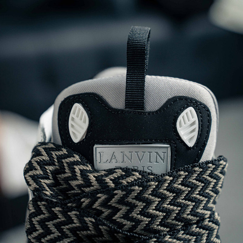 Lanvin Leather Curb Sneaker White & Grey