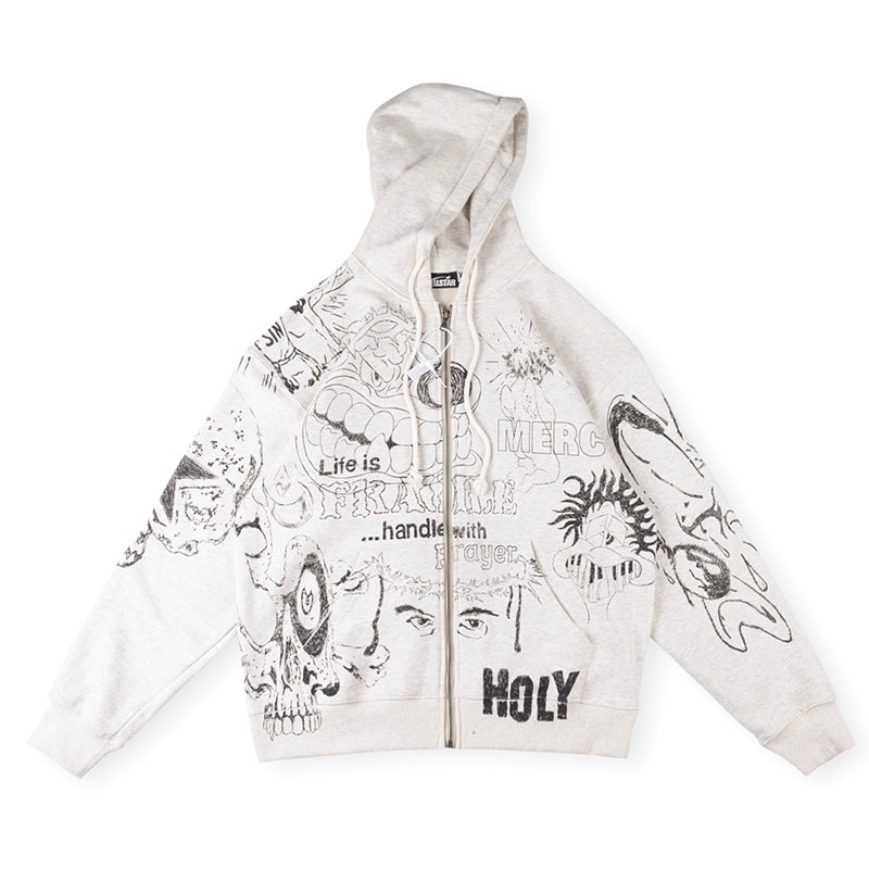Hellstar Graphic-Print Zip-Up Hoodie