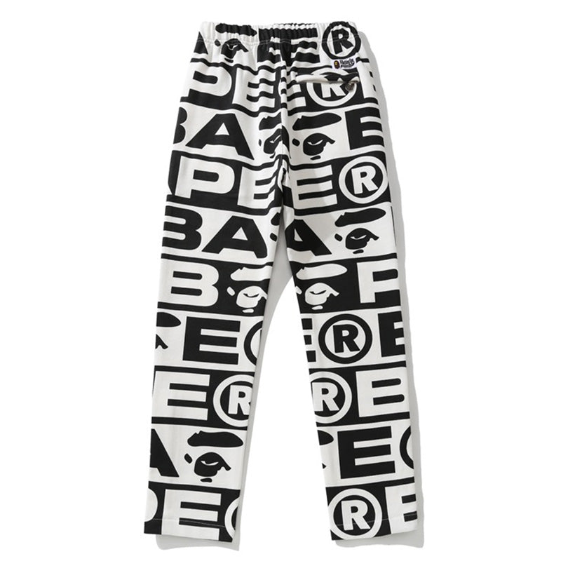 BAPE All over letter print sweatpants