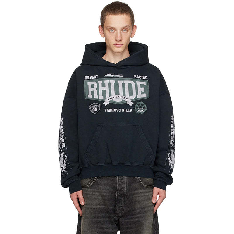 RHUDE Micro-label letters 4x4 print Hoodie