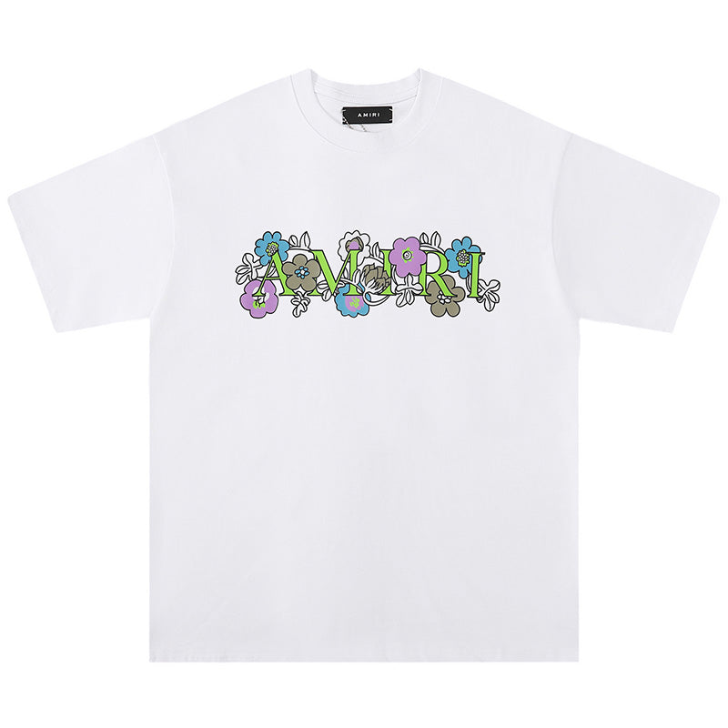 AMIRI flower letter logo print T-Shirts