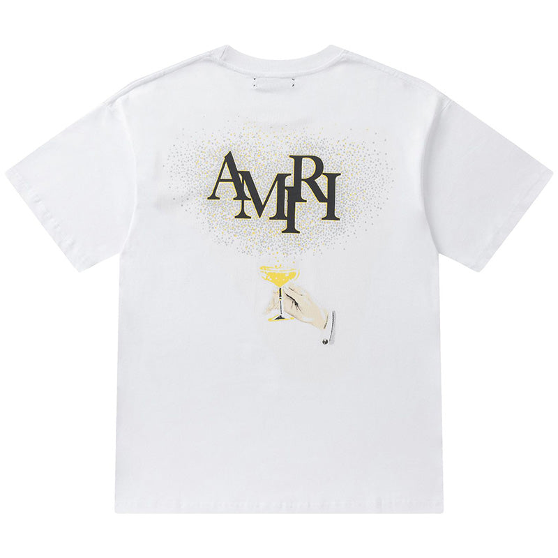 AMIRI  Crystal Embellished Champagne Logo T-Shirts