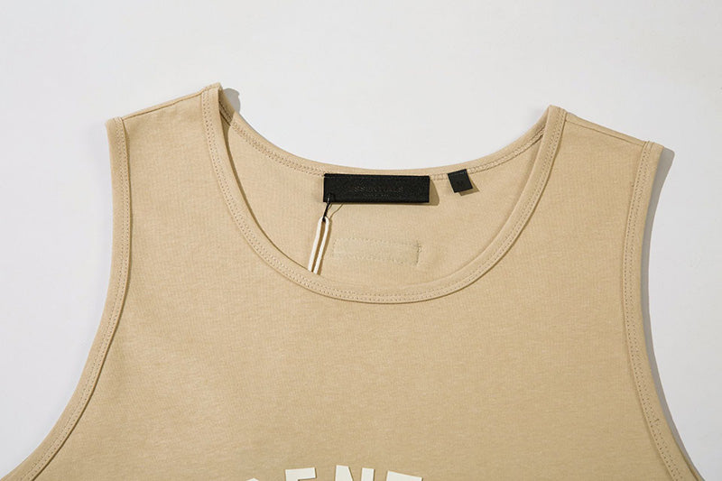 Fear Of God Flocked letter crew neck Sleeveless T-Shirts