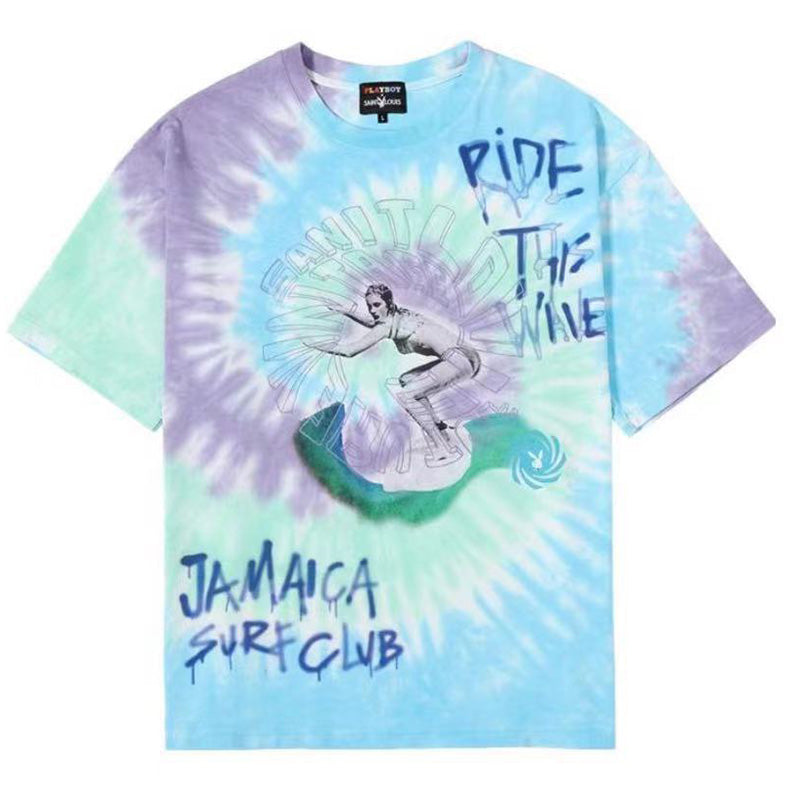 SAINT MICHAEL Tie-dye Graphic Print T-Shirts