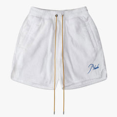 RHUDE Straight-Leg Logo-Embroiderd Cotton-Fleece Shorts