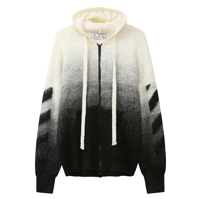 OFF WHITE Arrow Logo Knitted Sweater Hoodie