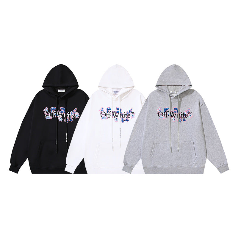 Off White Logo Drawstring Hoodie