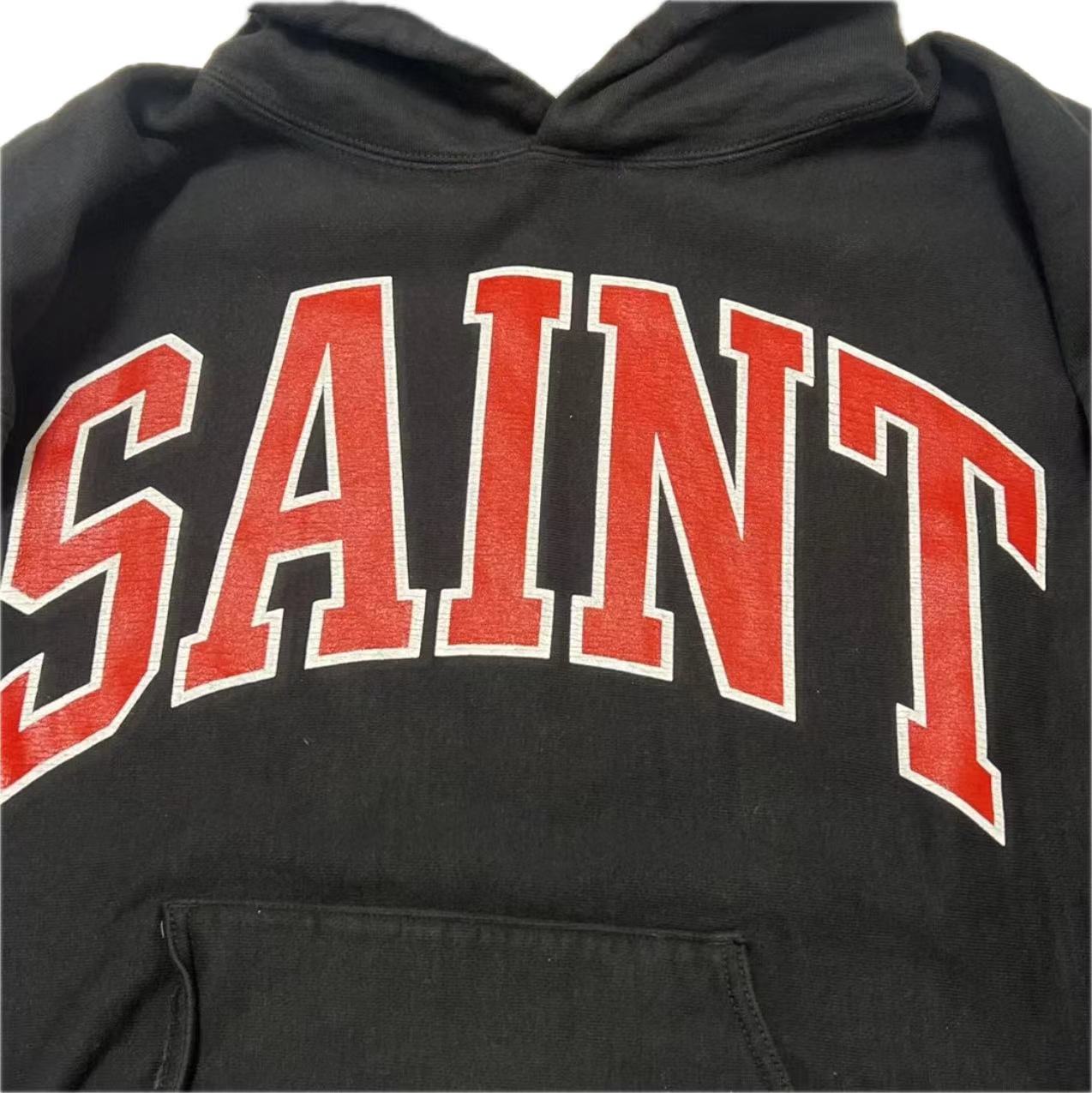 Saint Michael Logo-Print Cotton-Blend Jersey Hoodie
