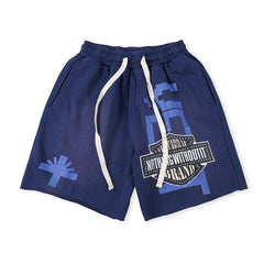 Vertabrae Letter Print Casual Five-Point Shorts