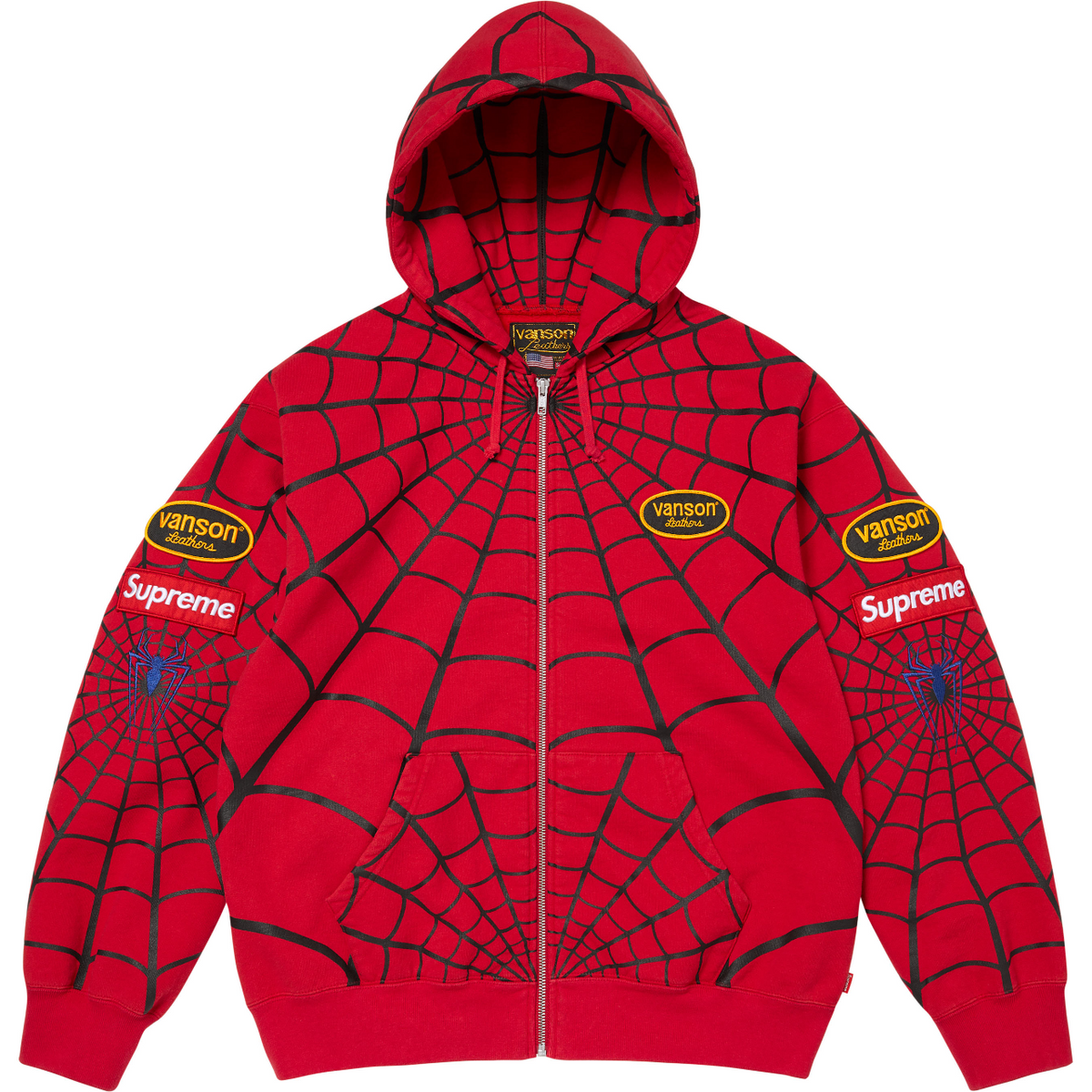 Supreme Vs Leathers Spider-Man Zip Up Hooded Sweatshirt