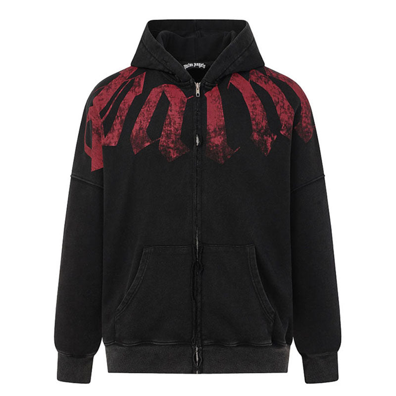 Palm Angels Big Neck Logo Zip Hoodie
