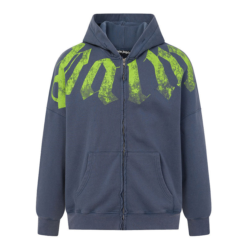 Palm Angels Big Neck Logo Zip Hoodie