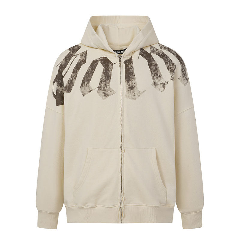 Palm Angels Big Neck Logo Zip Hoodie