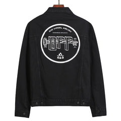 OFF WHITE Letter Arrow Washed Distressed Denim Jacket