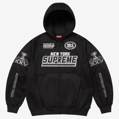 Supreme logo-patch zip-fastening hoodie