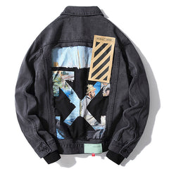 OFF WHITE Destruction oil painting graffiti arrow denim jacket