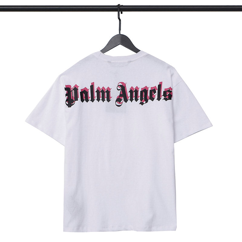 Palm Angel Black Double Logo Print Back Short Sleeve T-Shirt