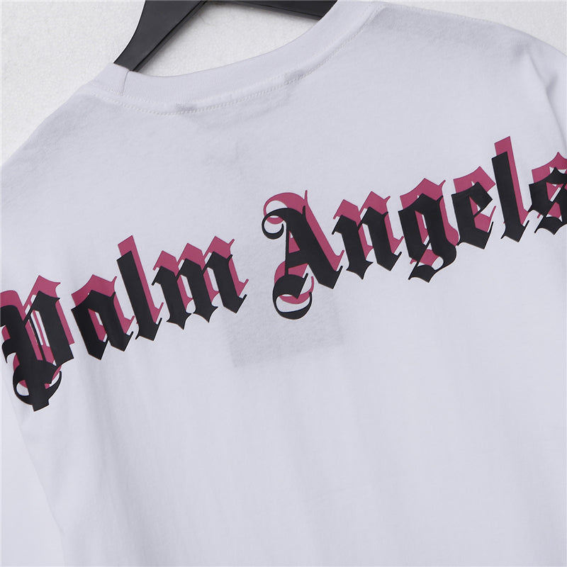 Palm Angel Black Double Logo Print Back Short Sleeve T-Shirt